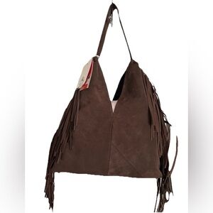 Divina Firenze Genuine Leather Fringe Hobo Bag